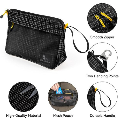 HIKEMAN Outdoor Waterproof Toiletry Bag, Makeup Cosmetic Organizer Travel Storage Bag for Accessories, Shampoo, Full-size Container, Toiletries(Purple)
