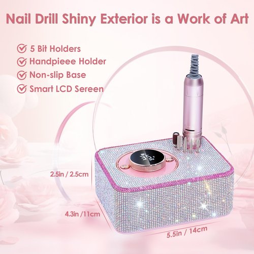 ANBEISTEE Electric Nail Drill 35000 RPM, Professional Rechargeable Nail File Kit, Nail Drill Machine, Acrylic Nail Kit for Any Manicure, Pedicure, Ideal Nail Art Tools, Designed for Salon, Home