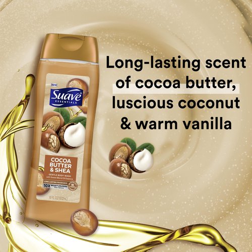 Suave Body Wash Bundle - Cocoa Butter Shea and Men's Cedarwood Mandarin Scents, Vitamin E, 18 Oz Packs of 6