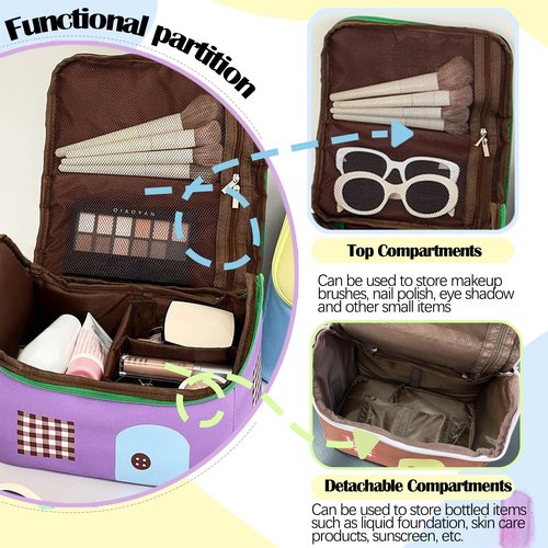 【Dopamine Style House-Shaped Cosmetic Bag】Cute Large Capacity Travel Waterproof Makeup Zipper Organizer/Toiletry Bag for Women/Portable Essentials Case for Teen Girls/Storage Brush & Nail Polish