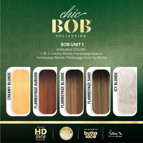 Sensationnel Chicbob Lace Frontwig - Bob Unit 1 Face Framing Glueless Wig Wide 5 Inch Deep Part Synthetic Preplucked Hairline (FLAMBOYAGESAND)