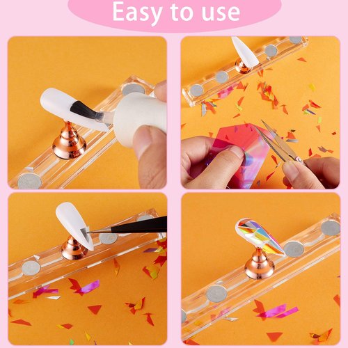 Maitys 40 Pieces Glass Paper Nail Design Sticker Decal Iridescent Shinning Reflective Mirror Design Broken Glass Nail Stickers 20 Colors