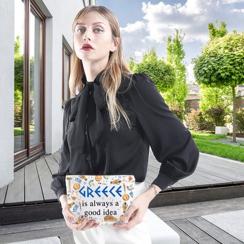 WCGXKO Greece Gift Surprise Trip Greece Is Always A Good Idea Zipper Pouch Makeup Bag