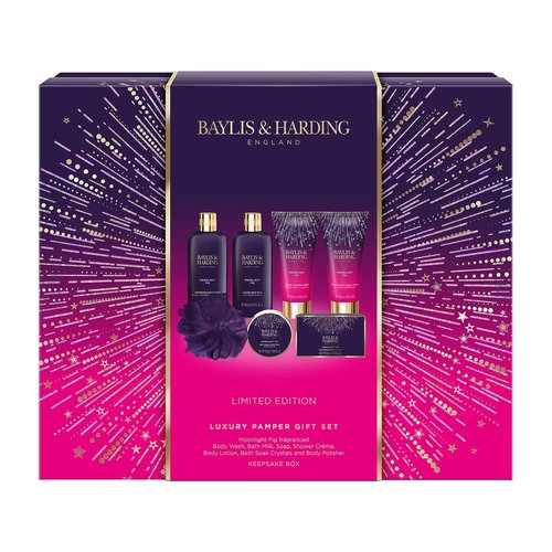 Baylis & Harding Gift Set for Women - Pamper Present for Body & Skincare - Moonlight Fig - 7-Pack