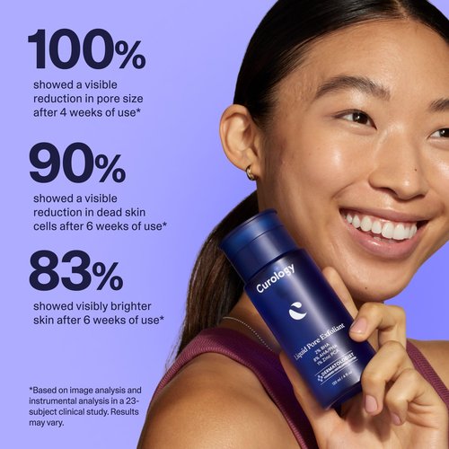 Curology Liquid Pore Exfoliant, 2% BHA Salicylic Acid, 8% AHA/PHA Lactic Acid, and 1% Zinc PCA, Brightening and Exfoliating Facial Skin Care, 4 fl oz