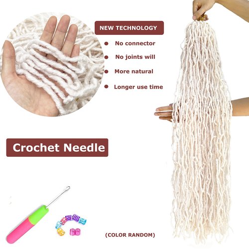 White 7 Packs Soft Locs 36 Inch Faux Locs Crochet Hair for Black Women Whole Strand Pre-looped Long New Locs Braiding Hair Extension