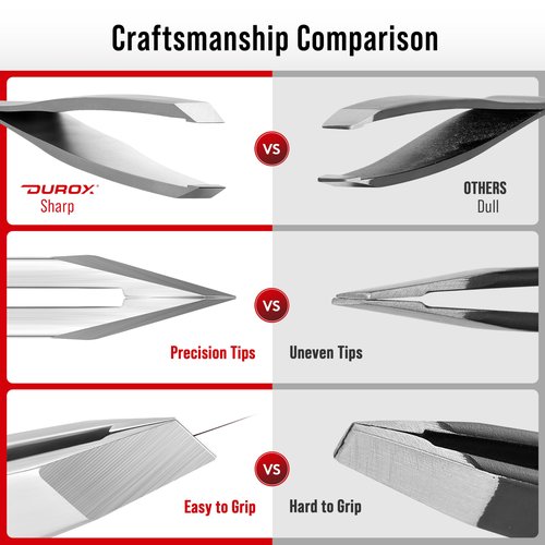 DUROX Precision Tweezers for Eyebrows – Slant Eyebrow Tweezers for Women and Men, Made of Stainless Steel with Fine Slant Tips for Eyebrow and Hair Removal