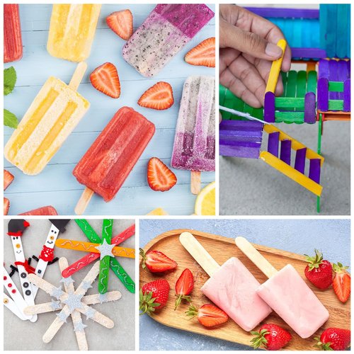 EWVVSS 2 Style 2000 Pcs Wax Sticks for Hair Removal Splinter-Free Wooden Waxing Sticks Large Wax Applicator Sticks Wax Stick for Body and Face, Craft Sticks,Popsicle Sticks, 6-Inch & 4.5-Inch