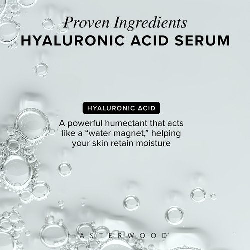 Asterwood Hyaluronic Acid Serum for Face - Plumping, Anti-Aging, Hydrating - Fragrance-Free - 4 Fl Oz