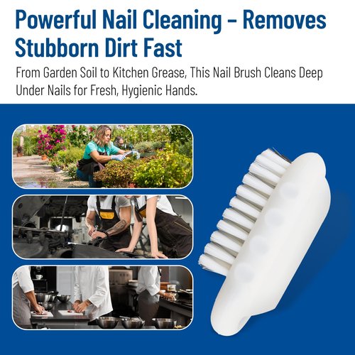 SPARTA Nail Scrub Brush Commercial-Grade, Heavy-Duty Hand and Fingernail Brush with Stiff Bristles for Gardeners, Mechanics, And Foodservice Personnel, Plastic, 5 X 2.24 Inches, White