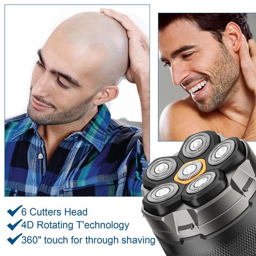 2 pcs Magnetic buckle 6 Blade head shaver Replacement heads Compatible with Wyklaus Redbreak Detona DOAO head shaver