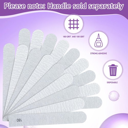 Lanties 200 Pcs Nail Files Replacement Professional Collection O-Files Replaceable Zebra 180 Grit and 100 Grit Emery Boards Manicure Toenails Finger Nail Filer Refills, 3.9'' L x 0.6'' W