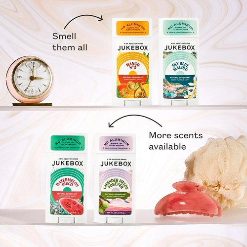 JUKEBOX Natural Deodorant for Women–Sky Blue Malibu & Island in the Sun Scents, Multi Pack-Aluminum-Free, No Baking Soda, No Harsh Chemicals, Odor Blocking Technology-a Dr. Squatch Brand-2.65oz,2 Pack