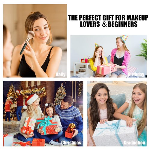 Makeup Set for Teens, All in One Makeup Kit for Women Full Kit with Eyeshadow Palettes Face Concealer Foundation Lip Stain Blush Eyebrow Pen Makeup Brushes, Beginner Friendly Make Up Sets (CK02)