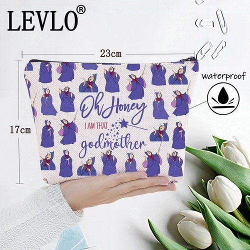 LEVLO Fairy Godmother Cosmetic Make Up Bag Gift For Fairy Fans Oh Honey I’m That Godmother Make Up Zipper Pouch Bag (Godmother Full)
