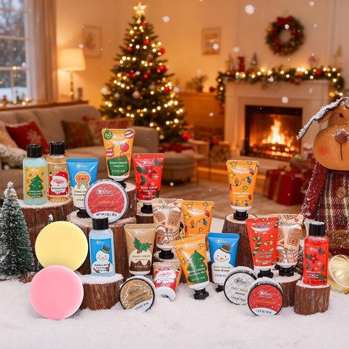 BODY & EARTH # LOVE Advent Calendar 2025 Womens Christams Gifts, Advent Beauty Calendar for Teen Girls 24 Days Countdown Calendar Hand Cream Gifts Spa Bath Sets with Body Lotion, Santa Keychain, Red
