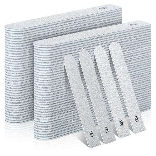 Lanties 200 Pcs Nail Files Replacement Professional Collection O-Files Replaceable Zebra 180 Grit and 100 Grit Emery Boards Manicure Toenails Finger Nail Filer Refills, 3.9'' L x 0.6'' W