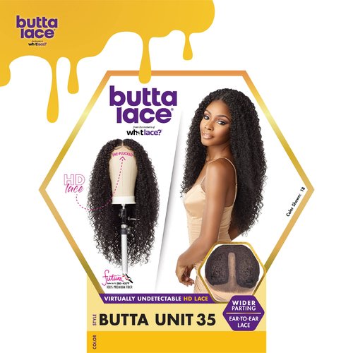 Sensationnel Butta Lace Wigs - Unit 35 Extra Wide 5 Inch Deep Parting Synthetic Preplucked Hairline Glueless Lacefront (1B OFFBLACK)