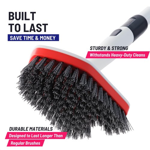 Moku Home Replacement Scrubber Refill for Moku Home Extendable Tub Tile Shower Scrubber for Cleaning Non-Scratch (1x Bristle Brush Red)