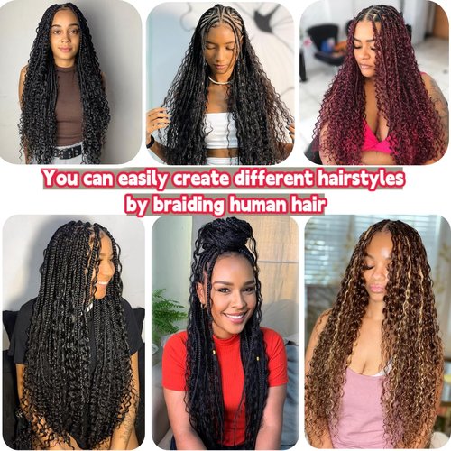 99J Human Braiding Hair Water Wave Bulk Human Hair for Braiding Bohemian Knotless 2 Bundles 100g 18inch No Weft 10A Brazilian Virgin Human Hair Extensions Curly Bulk Human Hair for Boho Braids