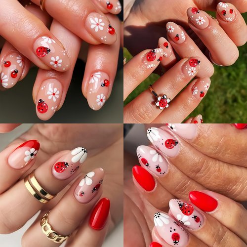 100Pcs Ladybug Nail Charms Cute Insect Nail Art Charms 3D Resin Nails Rhinestones Small Ladybugs with Open and Closed Wings Nails Gems Summer Nail Jewelry for Women Manicure Decoration DIY Craft