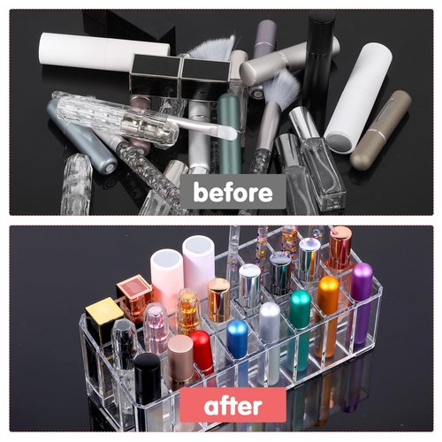 mekueeex 2 pcs Rollerball Perfume Organizer, 48 Spaces Clear Acrylic Perfume Storage Holder Beauty Scent Holder, Makeup Lipgloss Lipstick Display Case