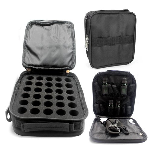 Your Oil Tools Versatile Essential Oil Storage Carrying Case- Holds 42 Bottles for 5ml, 10 ml, 15ml, 20ml and 100ml- Essential Oil Travel Case Storage Bag with Handle and Shoulder Straps – Black