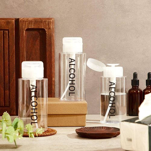 Layhit 12 Pcs 10 oz Alcohol Pump Dispenser Bottle Alcohol Push Down Liquid Dispenser Empty Pumping Bottle Refillable Cosmetic Container for Personal, Salon, Nail Care, Hospital Use (Black)