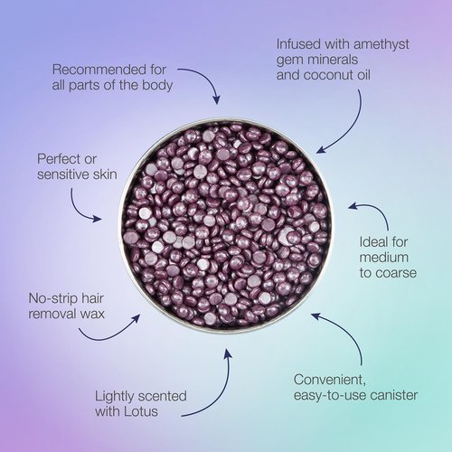 Satin Smooth Amethyst Crystal Flex Hard Wax Beads – Thin-Film Pebble Hard Wax for Sensitive Skin & Fine to Medium Hair, 23 oz