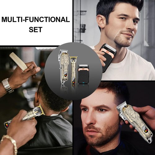 LQT Hair Clippers for Men, Professional Clippers and Trimmers Set, Cordless Hair Clippers with LED Display, Rechargeable Electric Shaver Beard Trimmer, Barber Clippers, Hair Cutting Kit, Gifts for Men