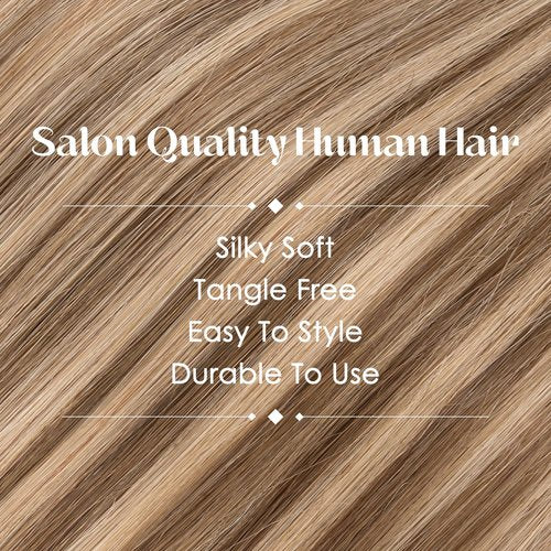 Hairro 6PCS 6 Clips In Short Hair Extensions Remy Real Human Hair Clip Ins Mini Clip On Hairpin Hairpieces For Women 36g 14 Inch #4P27 Medium Brown&Dark Blonde
