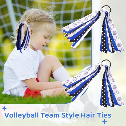 24 Pcs Volleyball Hair Accessories for Girls, Holder Streamer Elastics, Volleyball Hair Ties, Volleyball Ribbon,Volleyball Scrunchies for Girls Ponytail Holder Scrunchies Gifts