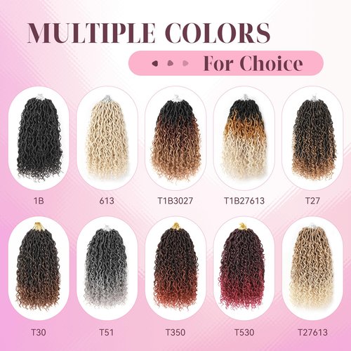 Aipin Goddess Locs Crochet Hair 18 Inch Boho River Locs Hippie Wavy Crochet With Curly Hair In Middle And Ends Braids Hair Extensions (7Packs,18 inch, 3T1B/30/27)