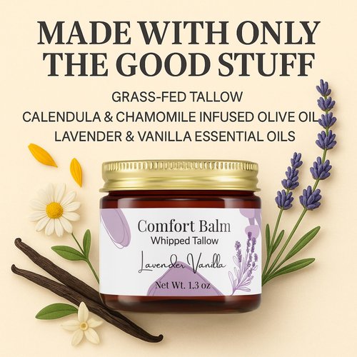 Snuggle Suds Whipped Tallow Balm – 100% Grass Fed Beef Tallow for Baby, Eczema & Sensitive Skin; Gentle Family Moisturizer for Dryness (Lavender Vanilla)