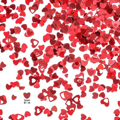 20 Gram Valentine Heart Nail Glitter Sequins Laser Heart Stickers 3D Shiny Sweet Love Decals for Valentine's Day Manicure Nail DIY Decoration Face Body Make Up Resin