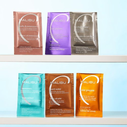Malibu C Leave-In Conditioner Mist Moisturizing Heat Protectant for All Hair Types (9 oz), Hard Water Wellness Hair Remedy (3 Packets) Moisture, Repair & Mineral Buildup Removal