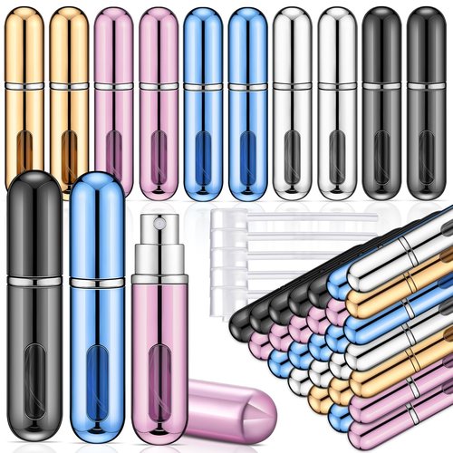 50 Pcs Travel Mini Perfume Refillable Portable Perfume Spray Bottle Perfume Pocket Perfume Dispenser with 20 Pcs Pump Accessories Essentials Spray Containers Scent Pump Case, 5ml (Multicolor)
