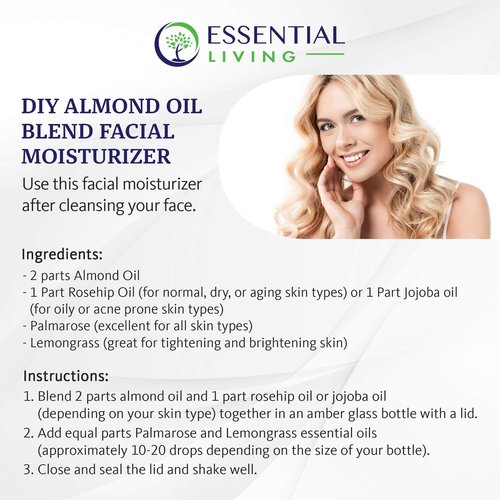 Essential Living: Sweet Almond Oil - Pure Carrier Oil for All-Natural Skin Care, Moisturizer, Makeup Remover, Oil Cleansing and More - 16OZ - Cold Pressed - No Hexane - Made in the USA