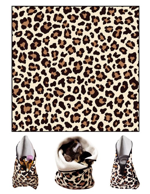 DIERJIFU Self-Adhesive Magic Cloth Leopard Makeup Bag & Camera Lens Protective Wrap | Reusable Portable Cosmetic Pouch | Scratch-Resistant Travel Organizer, Gifts for Women Girls(19.7"x19.7")