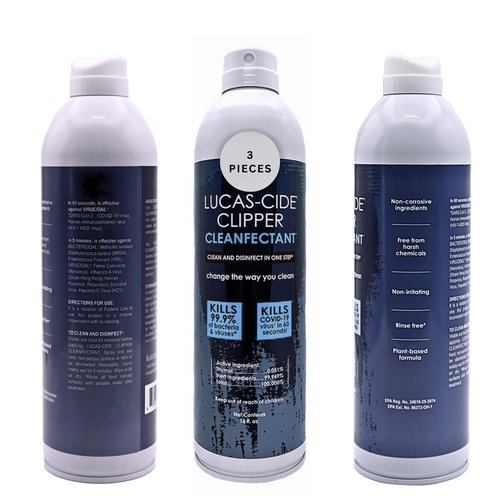 LUCAS-CIDE Cleaner, Cool and Care Clipper Spray, Sanitizer for Hair Clippers, Salon & Household Essentials 16 Fl Oz - Set of 3