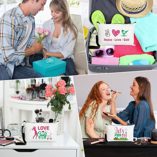 R HORSE 20Pcs Golf Makeup Bag for Girls, Golf Gifts Teen Canvas Cosmetic Bag With Zipper Funny Travel Bags Toiletry Pouch Accessories for Team Players Lover
