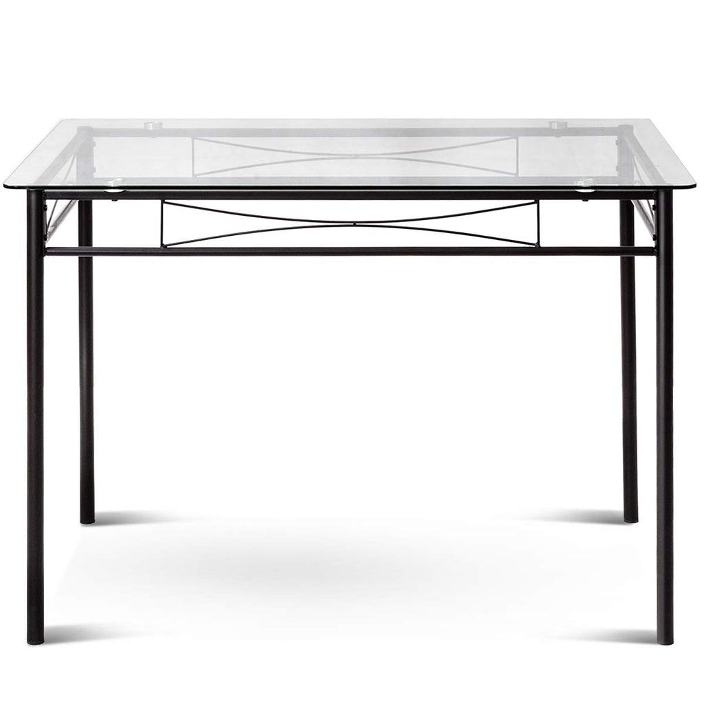 5-Piece Dining Set with Tempered Glass Top Table and 4 Upholstered Chairs