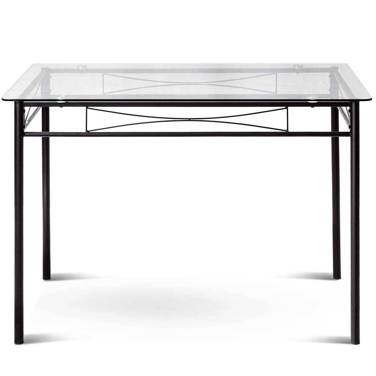 5-Piece Dining Set with Tempered Glass Top Table and 4 Upholstered Chairs