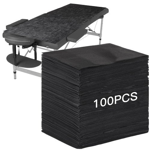 100 PCS Disposable Bed Sheets for Massage Table, 31" x 71" Non-Woven Massage Table Cover, Disposable Bed Sheets for Spa Beds, Beauty Salons, Hotels, and Estheticians (Black)