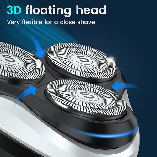 SweetLF Men's Electric Razor | Wireless Charging | Long Battery Life | 3-Blade Design | Wet & Dry Shaving