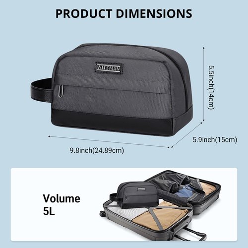 WITZMAN Toiletry Bag for Men Women Lightweight Hanging Travel Bathroom Bag Water-resistant Dopp Kit Shaving Bag Cosmetic bag （B692 Silvery Grey）