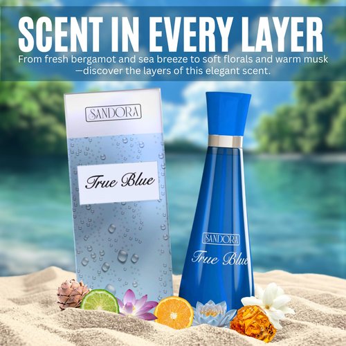 True Blue Woman Eau De Parfum Spray for Women – 100mL Affordable Long Lasting Perfume with Fresh Aquatic Fragrance & Floral Fresh Citrus Scent, Made with Premium Oils for Day & Night Use