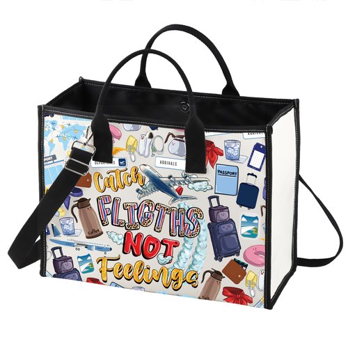 LEVLO Flight Attendant Cosmetic Make Up Bag Pilot Gift Catch The Flights Not Feelings Makeup Zipper Pouch Bag Airplane Traveler Gift (Flights Not LT)