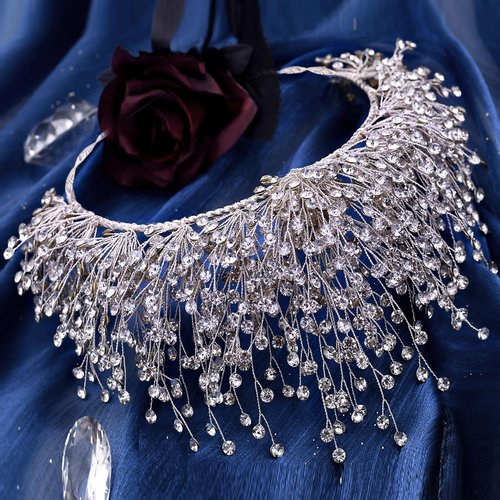 Queen Tiaras and Crowns Bridal Wedding Headband Crystal Tiara Crown, Birthday Party Wedding Pageant Hair Accessories (Silver/Single crown)