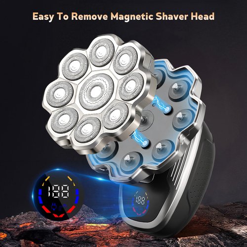 Electric Razor for Men,Head Shavers for Bald Men,5-in-1 Electric Razors with Wet & Dry Bald Head Shaver,9D Floating Head Shaver Comes with Magnetic Detachable Blades
